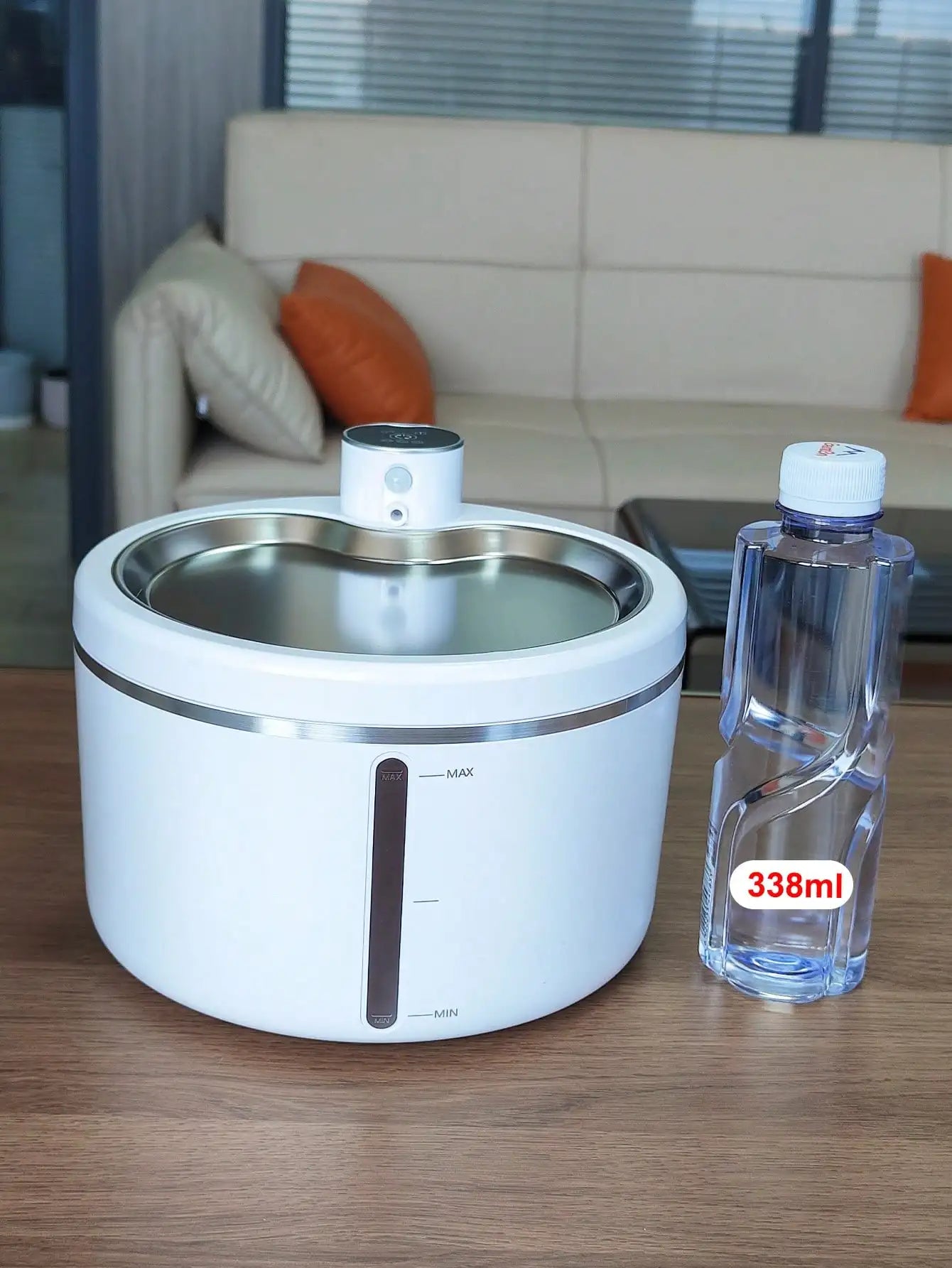 Pet Water Fountain - 3L Cordless Automatic Pet Water Fountain with Water Level Window, Low Water Level Alarm - Motion Sensor