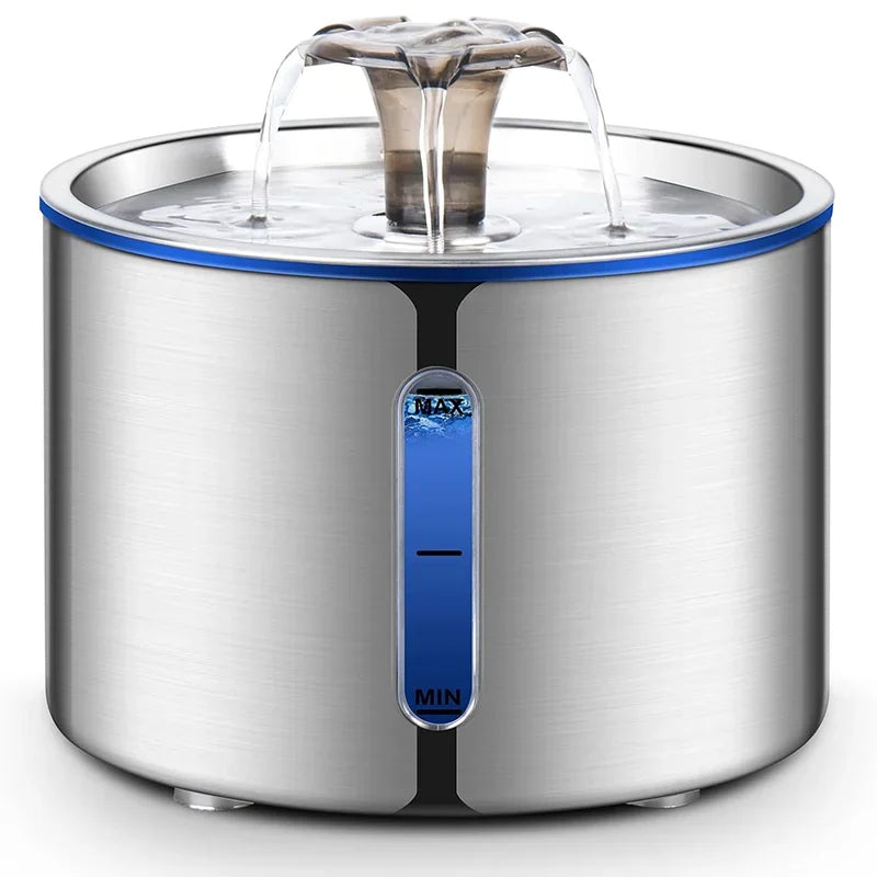 2.5L Automatic Pet Water Fountain with LED Light, Visible Window & Non-Slip, Cat and Dog Multi-Filtration Water Dispenser