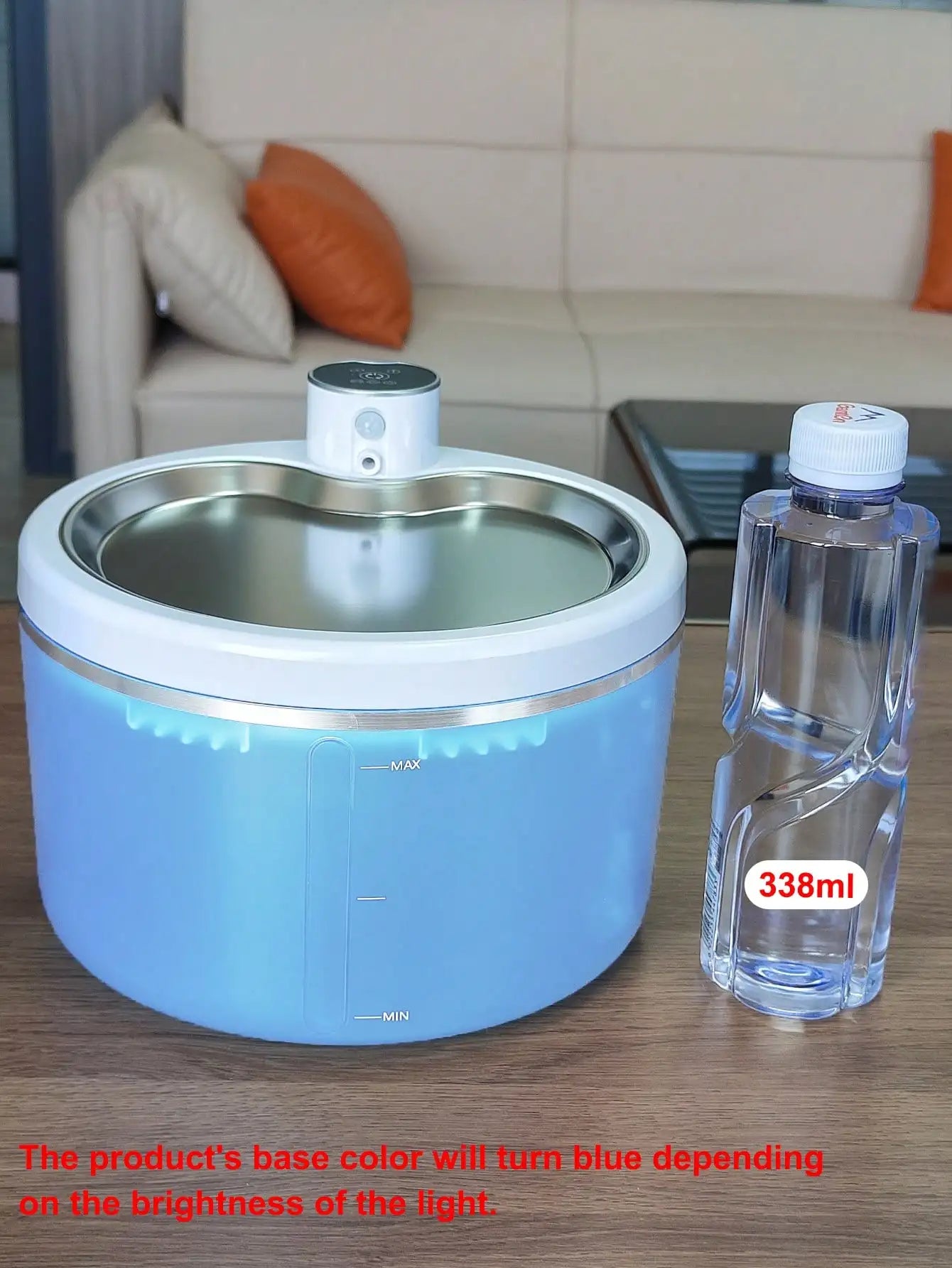 Pet Water Fountain - 3L Cordless Automatic Pet Water Fountain with Water Level Window, Low Water Level Alarm - Motion Sensor