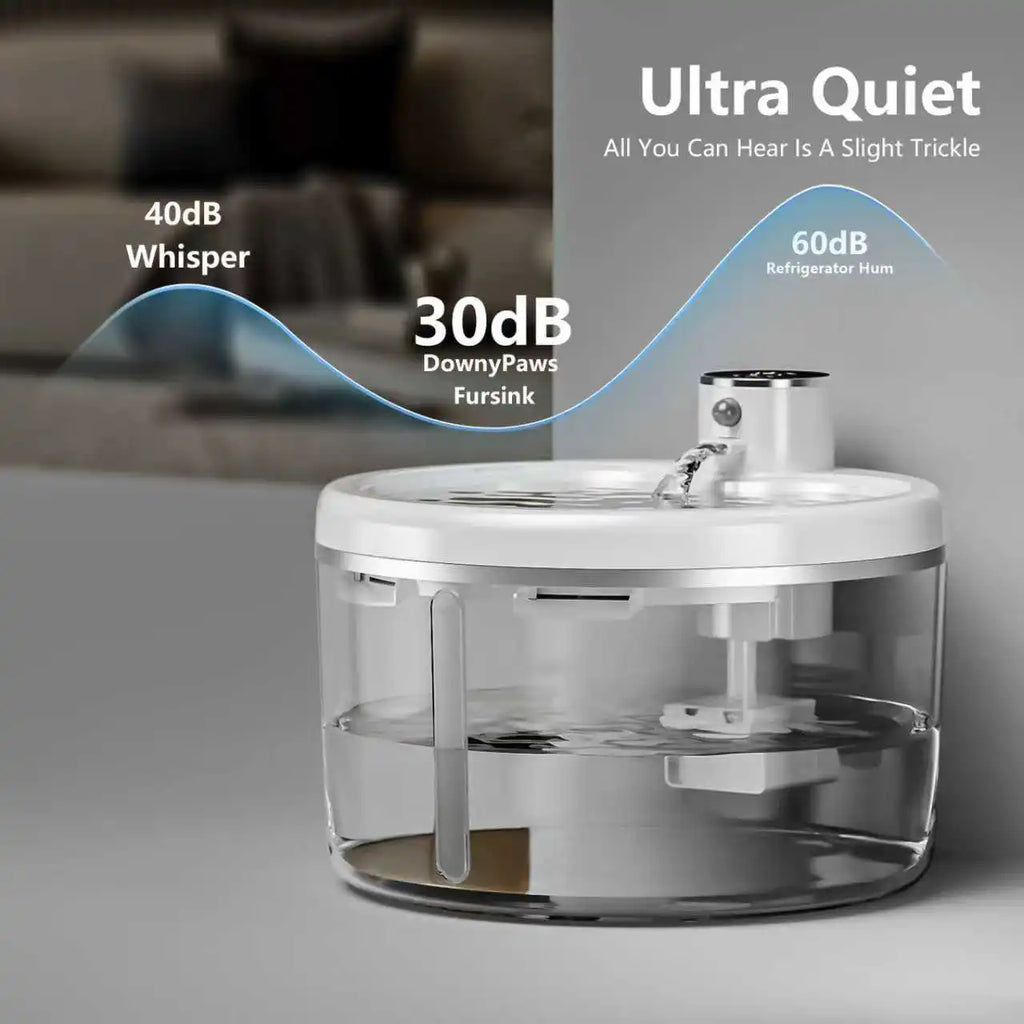Pet Water Fountain - 3L Cordless Automatic Pet Water Fountain with Water Level Window, Low Water Level Alarm - Motion Sensor