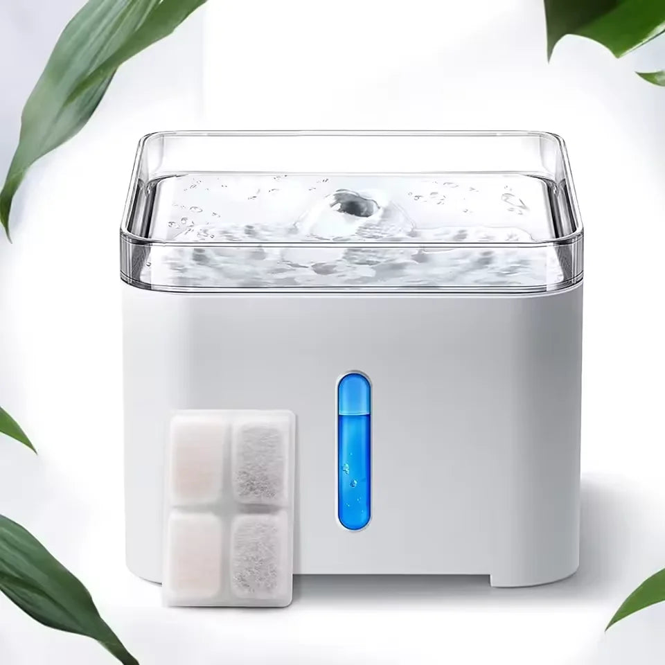 2L Pet Water Fountain with Filter & LED Light - BPA-Free Automatic Cat Dog Drinking Dispenser, Ultra Quiet, Visible Water Level